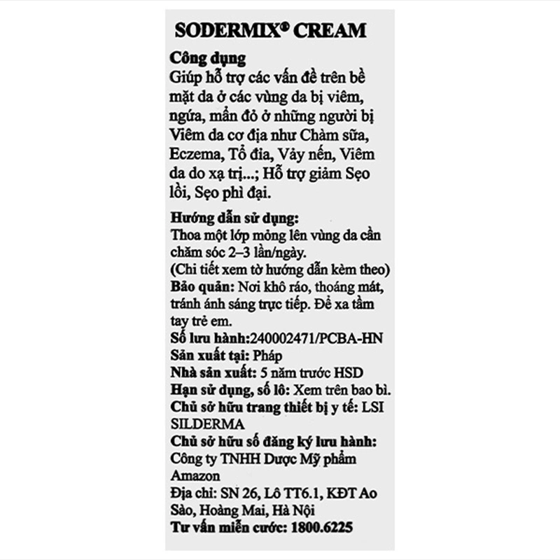 Kem Sodermix trị sẹo, viêm da cơ địa tuýp 15g - 8